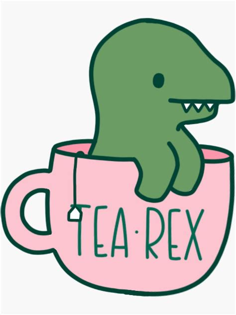 Tea Rex Sticker For Sale By Doodling Lauren Redbubble