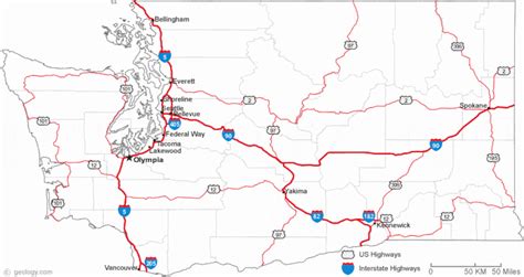 Detailed Road Map Of Washington State Printable Map