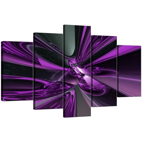 Extra Large Purple Abstract Canvas Prints Uk 5 Piece