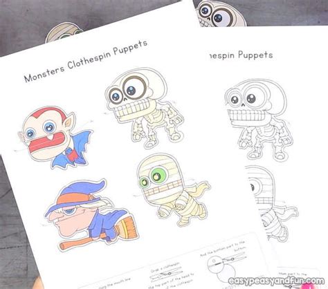 Free Printable Clothespin Puppets Halloween
