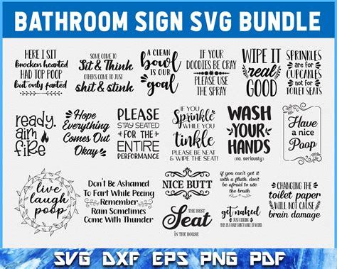 Bathroom Sign Svg Bundle Funny Bathroom Svg Restroom Quotes Svg Bathroom Sayings Svg