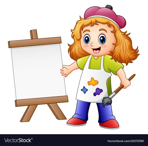Cartoon Girl Painting Royalty Free Vector Image