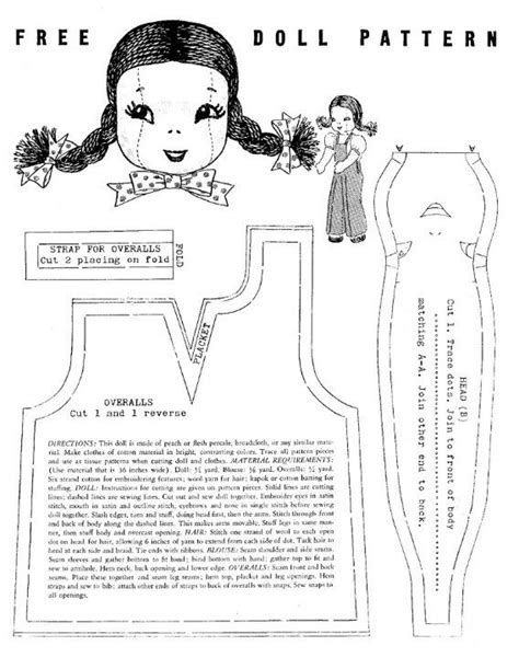 Vintage Doll Pattern Rag Doll Pattern Doll Patterns Sewing Dolls