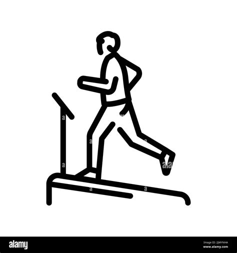 Running On Treadmill Black Line Icon Routine Pictogram For Web Page