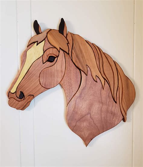 Horse Head Intarsia Wood Art Etsy