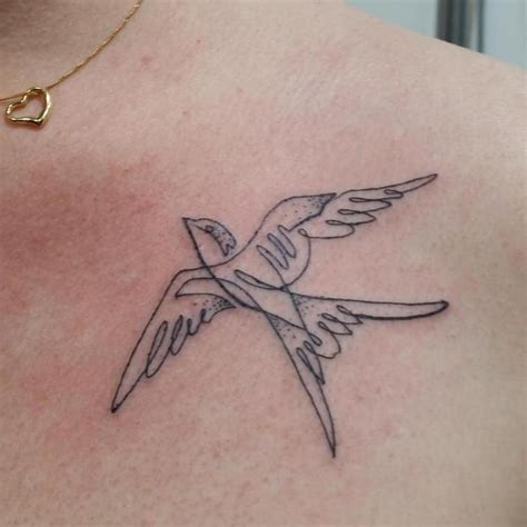 One Line Bird By Raymond Vom Skin Deep Tattoo Sydney Australia R