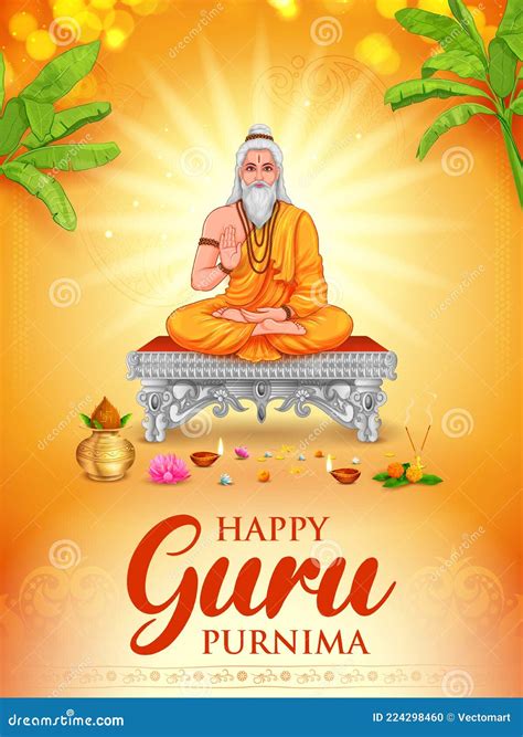 Religious Holiday Background For Happy Guru Purnima Festival Celebrated In India Stock Vector