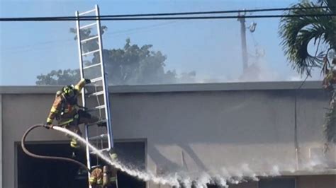 Firefighter Falls From Ladder While Battling Fire