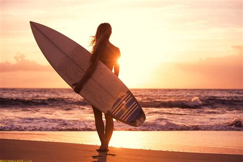 Wallpaper Surfing Girl Beach Sun Sea Sport 11219