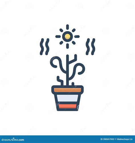 Color Illustration Icon for Dry, Heat and Plant Stock Illustration