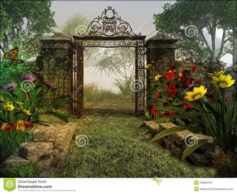 Tor Zum Magischen Garten Stock Abbildung Illustration Von Hintergrund