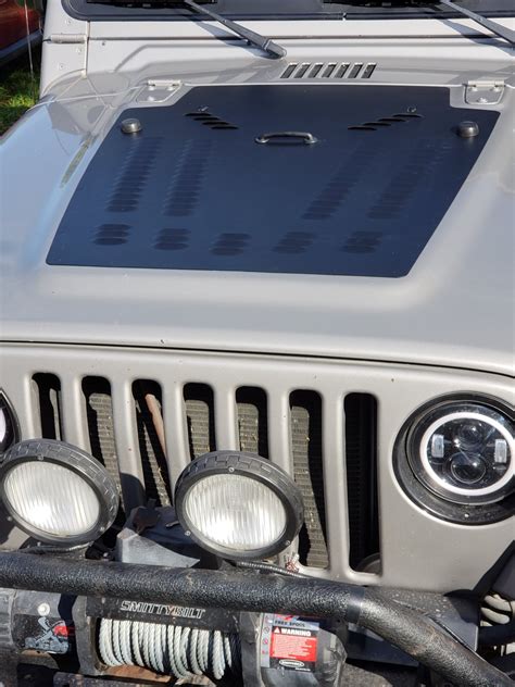 Hyline Offroad Louvered Hood Panel For 97 02 Jeep Wrangler Tj With Dual