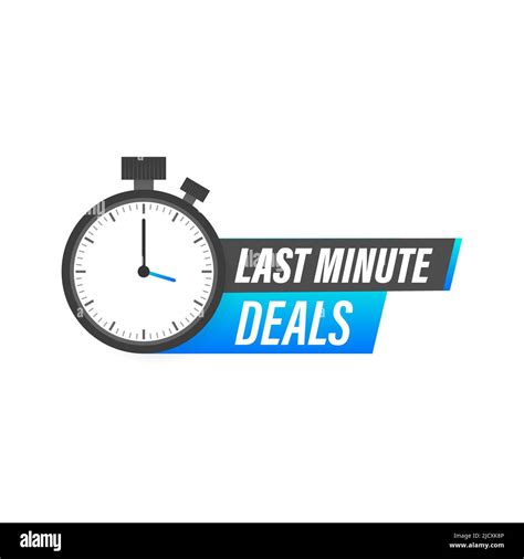 Last Minute Deals Button Flat Label Alarm Clock Countdown Logo Red