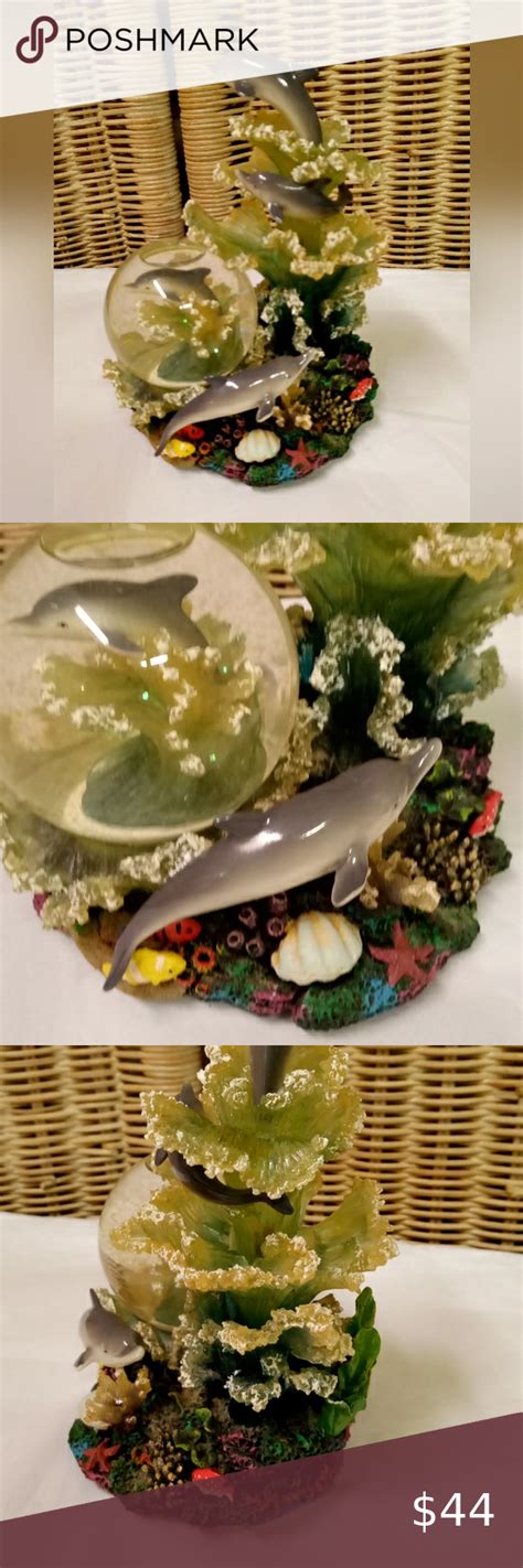 Dolphin Coral Reef Musical Snow Globe Ocean Figurine Sea Life Home