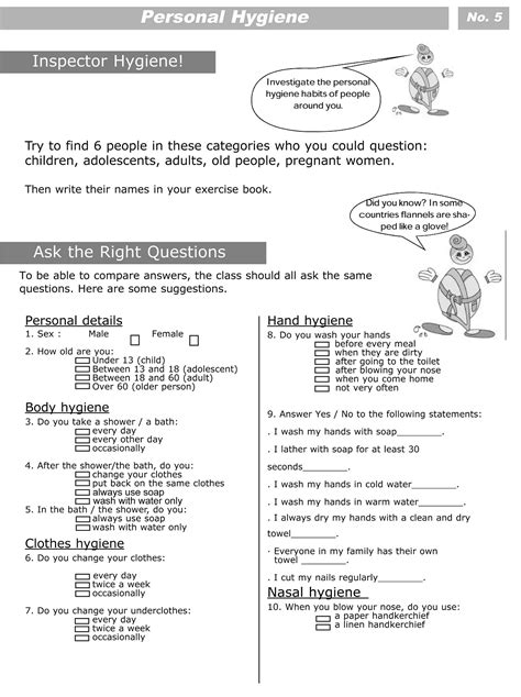 Personal Hygiene Worksheets For Kids Level 2 5 Personal Hygiene