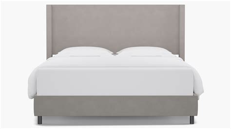 Platinum Velvet Upholstered Custom Modern Wingback Bed King The