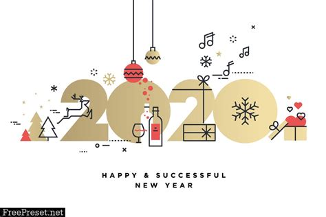Presentation powerpoint and figures on budget 2020: Business Happy New Year 2020 greeting card 97456MG