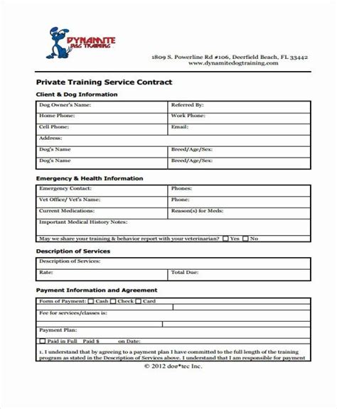 Dog Training Contract Template Beautiful 20 Service Contract Templates