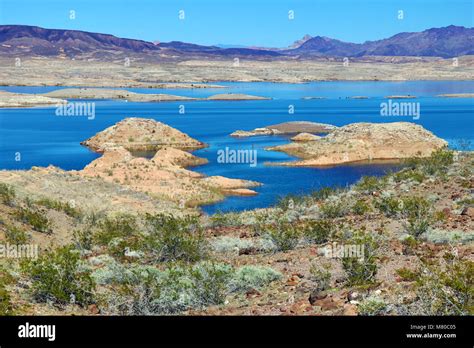 Tranquil Waters Of Lake Mead In The Desert Just Outside Las Vegas