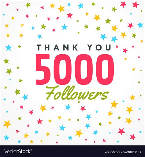 5000 Followers Success Template With Colorful Vector Image
