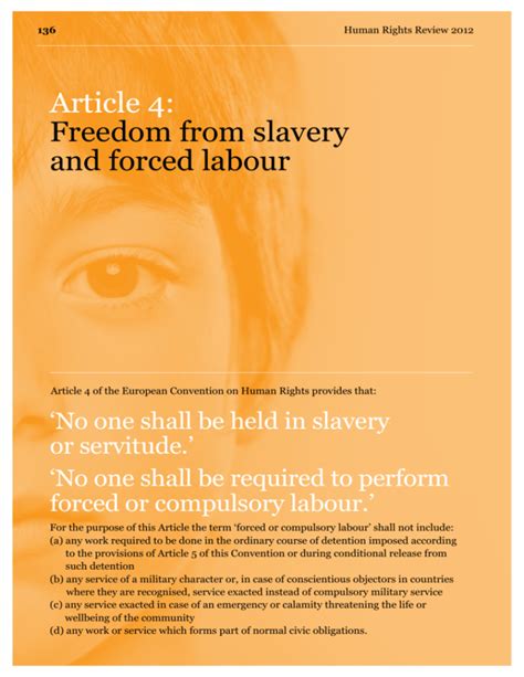 article 4 freedom from slavery and forced labour