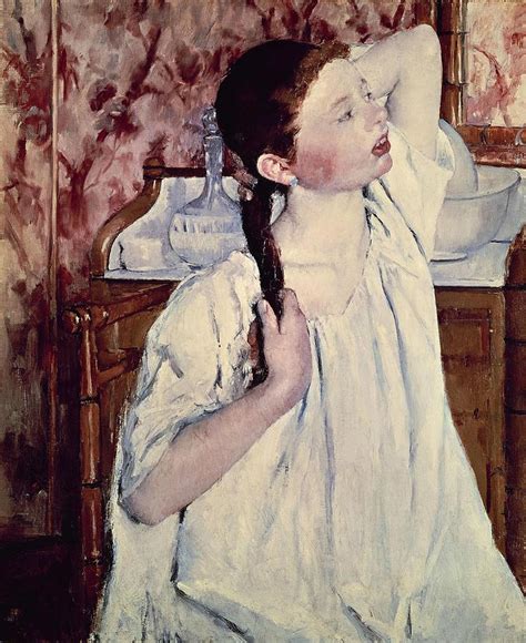 Mary Cassatt Girl Arranging Her Hair Date Period Painting Oil