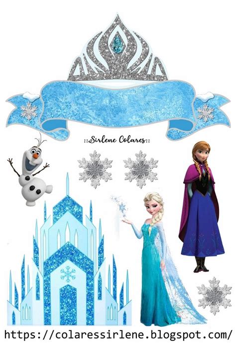 Banner Com Coroa Da Elsa Olaf Anna Castelo E Elsa Bolo Frozen Frozen Elsa Cake Topper Elsa
