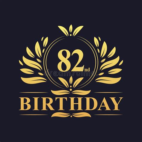 Luxury 82nd Birthday Logo 82 Years Celebration Stock Vector