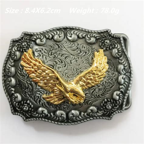 Retail New Cool 3d Golden Eagle Men Belt Buckle 8463mm Rectangular