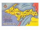 Map of the Upper Peninsula, Michigan Print Wall Art - Walmart.com ...