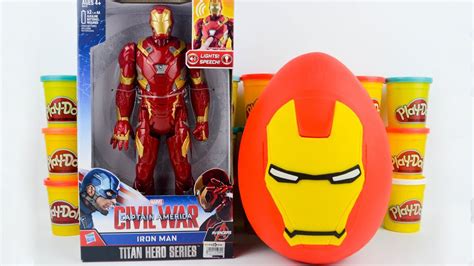 Giant Iron Man Play Doh Surprise Egg With Iron Man Mark 46 Marvels