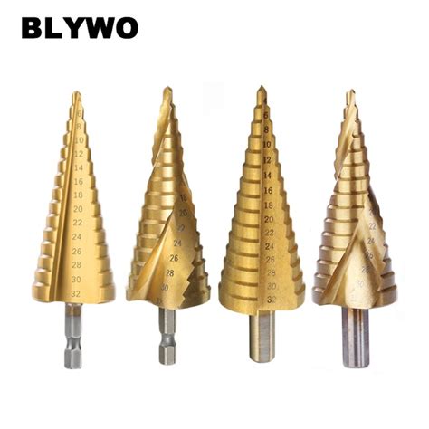 4 32mm Titanium Coated Hss Step Drill Bit Spiral Straight Grooved Step Drill Bits Power Tool