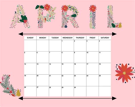 Floral April 2020 Calendar In 2020 Floral Printables
