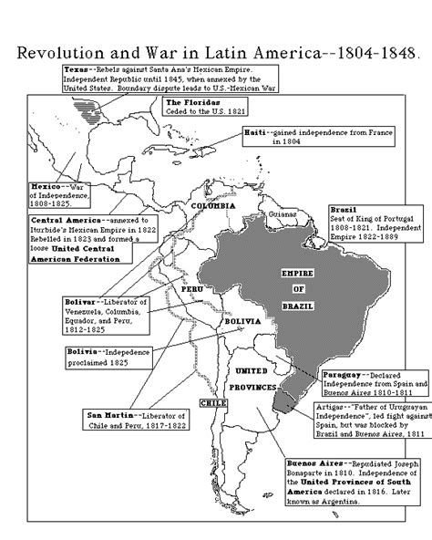 Revolution And War In Latin America 19th Century America Map