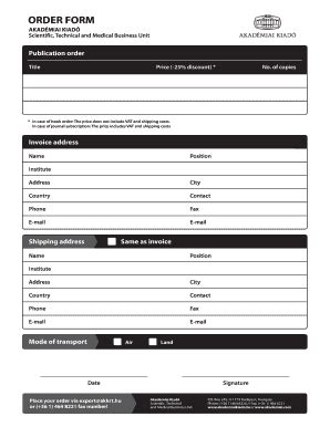 Fillable Online ORDER FORM Akad Miai Kiad Fax Email Print PdfFiller