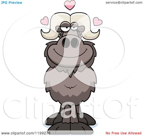 Cartoon Of A Loving Ox With Hearts Royalty Free Vector