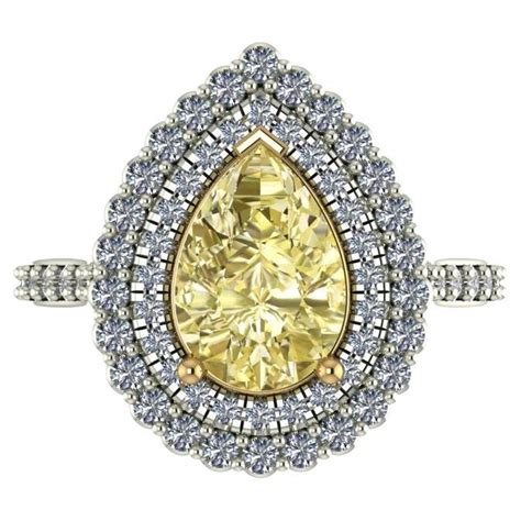 Gia Certified Fancy Yellow Pear Shape Diamond Ring In 18k Yellow Gold