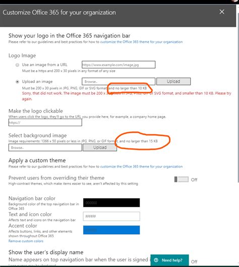 Request Increase Image File Size Limit When Customizing Office 365