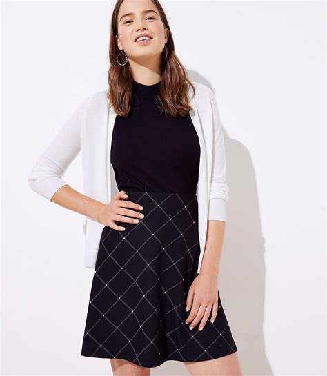 Shop for women's, men's and kids' fashion, beauty and home essentials online! LOFT Plaid Knit Flippy Skirt in Black - Lyst