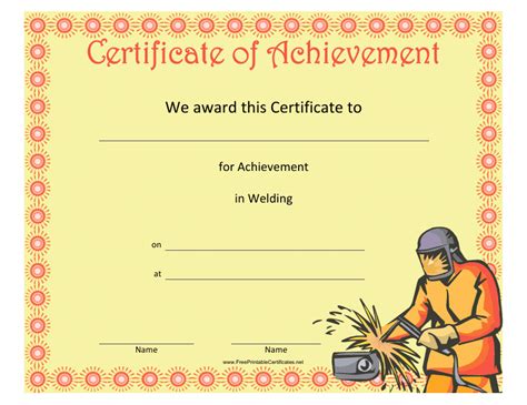 Welding Achievement Certificate Template Download Printable Pdf