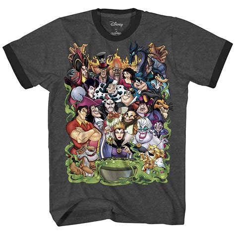 Disney Mens Villains Group Graphic Ringer T Shirt Medium