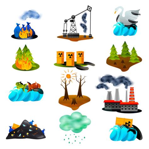 Imágenes: los problemas ambientales | Conjunto de iconos de concepto problemas ambientales ...