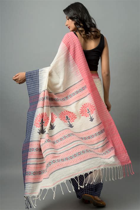 Khadi Cotton Sari Stunning Color Combination With Tree Of Life Motif