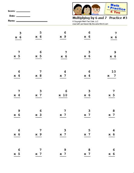 Multiplication 6 And 7 Worksheet Lasnetas Delasviejas