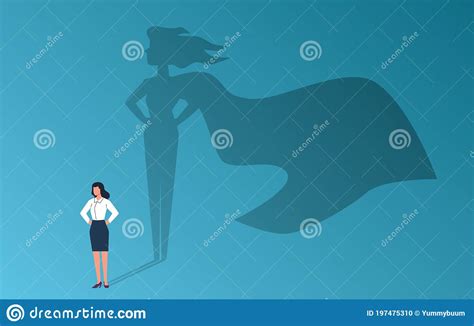Businesswoman With Superhero Shadow Confident Woman Emancipation And