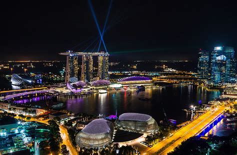 Free Download Night View Marina Bay 8k Architecture Singapore