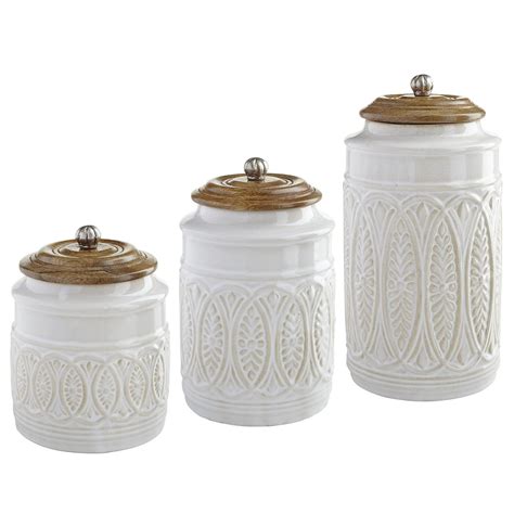 Ivory Farmhouse Canisters Ceramic Canister Set Canisters Kitchen
