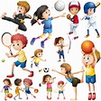 Niños practicando diferentes tipos de deportes. 417772 Vector en Vecteezy
