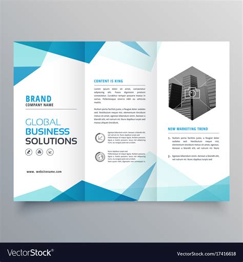 Abstract Blue Business Trifold Brochure Design Vector Image
