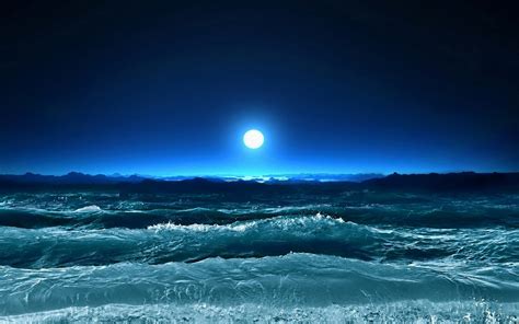 1600x900 Resolution Sea Waves During Night Time Hd Wallpaper